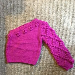 Pink single sleeve knit sweater